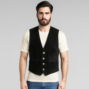 Wilsons Leather Men's Black Suede Vest Large